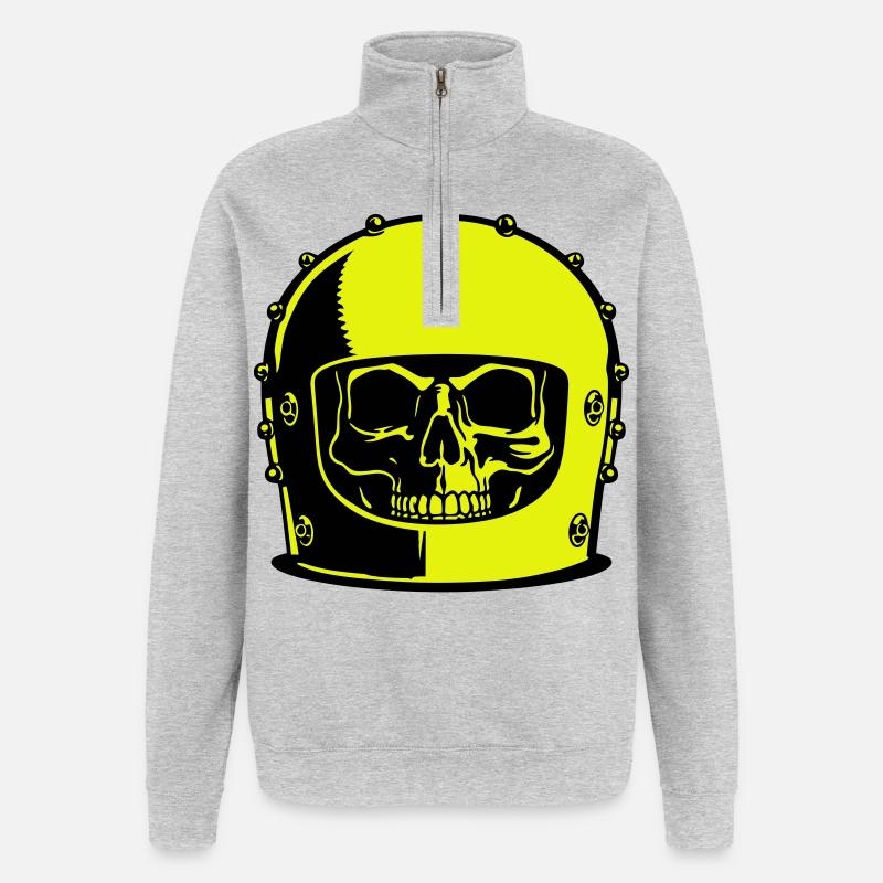 Popart casque de crâne - Sweat à zip 1/4 - gris chiné