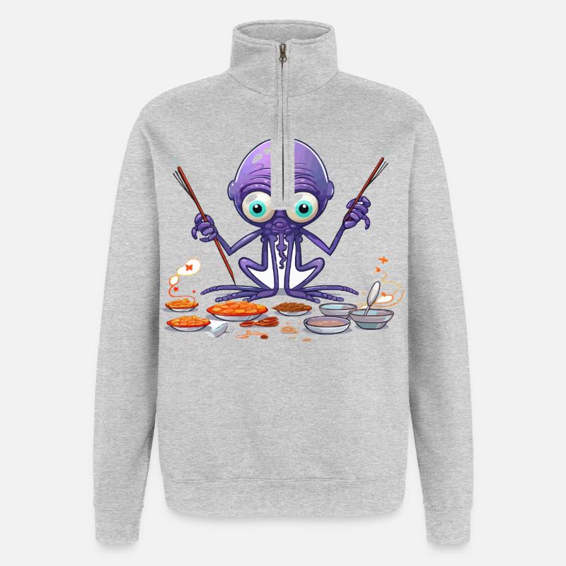 The Algae Octopus Chef - Quarter-Zip Sweatshirt - heather grey