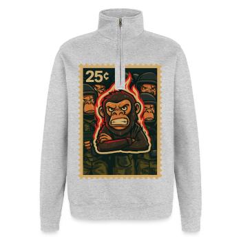 Feuer und Affe Protest - Quarter-Zip-Sweatshirt - Grau meliert - Vorne - AI Model Female 172 light (172cm) & AI Model Male 178 dark (178cm)