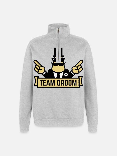Team Groom (Pointing Stag Night Bachelor Party 3C) - Quarter-Zip Sweatshirt - heather grey
