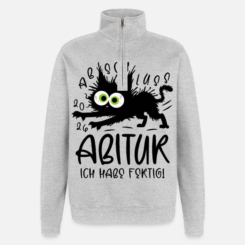 Abitur 2026 I'm done cat - Quarter-Zip Sweatshirt - heather grey