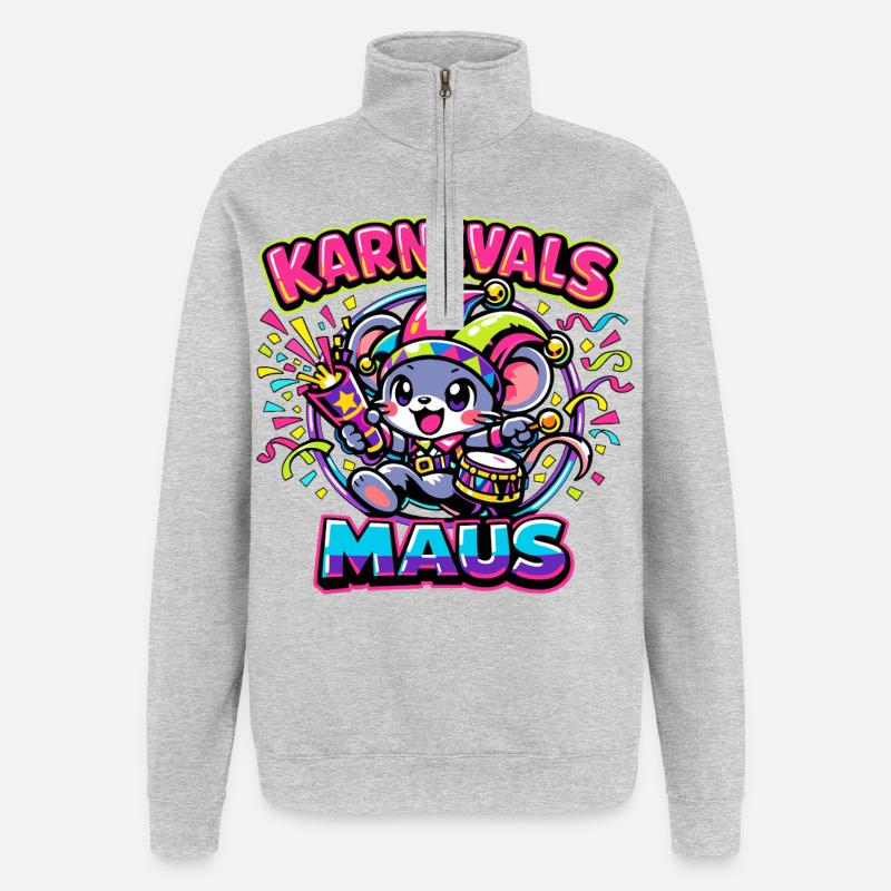 Karnevalsmaus Karneval Kostüm - Quarter-Zip-Sweatshirt - Grau meliert