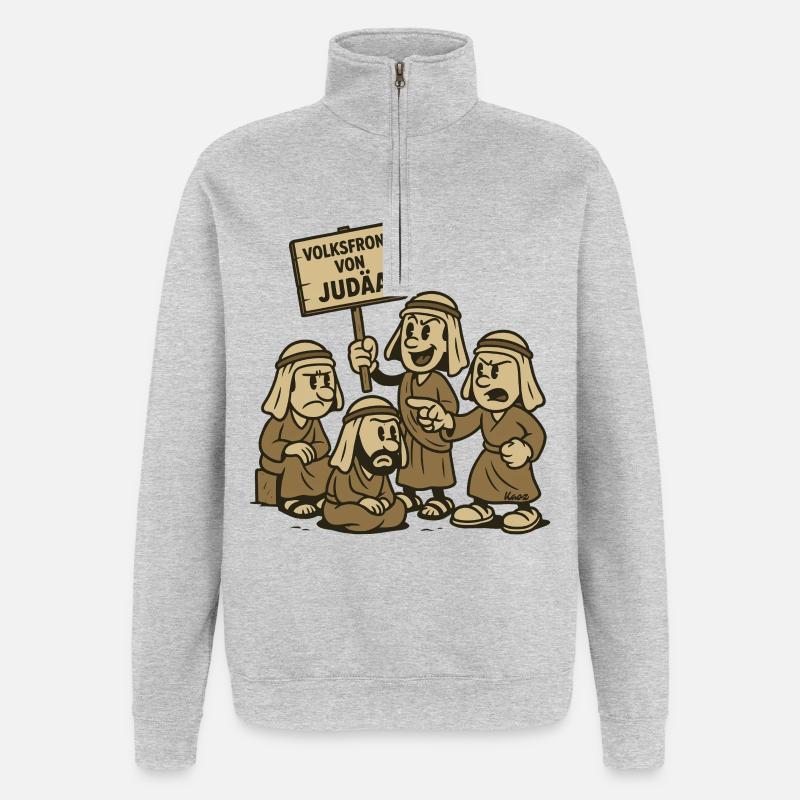 Parodie du Front populaire de Judée - Sweat à zip 1/4 - gris chiné