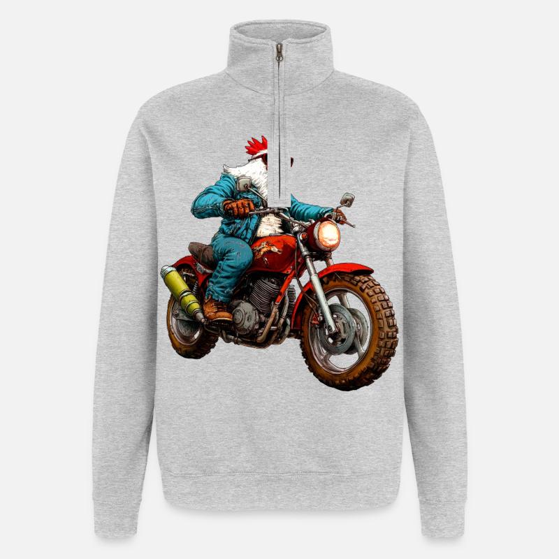 Polli motociclisti - Felpa con zip 1/4 - grigio melange