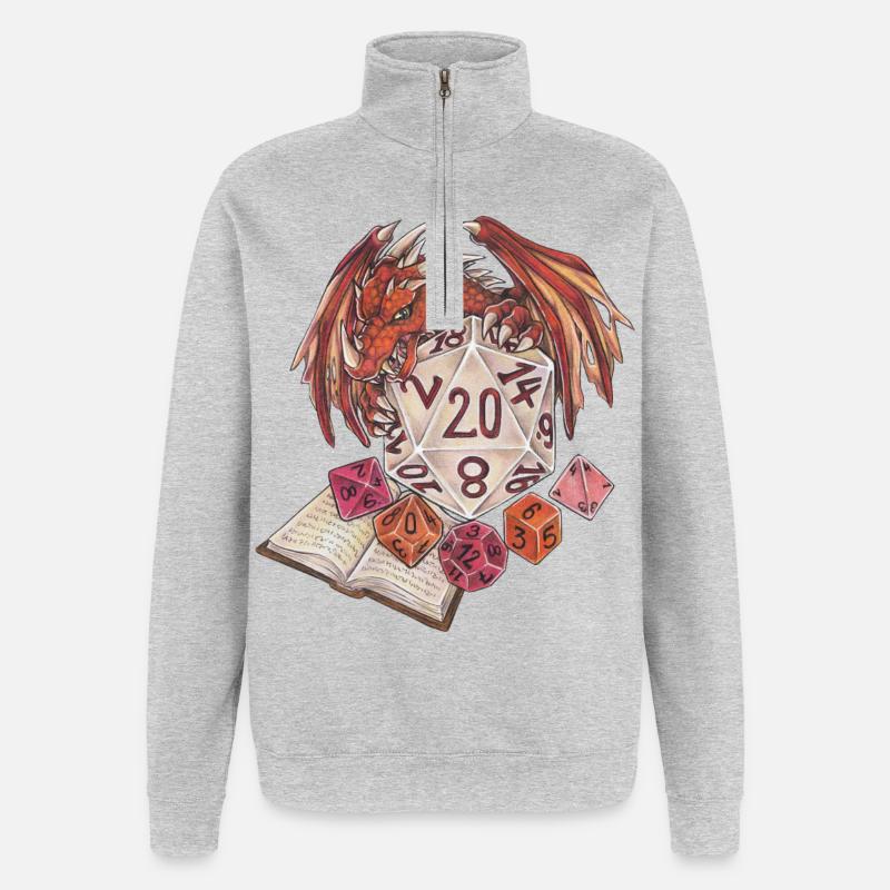 Rollenspiel Tabletop D20 Würfel Game Master - Quarter-Zip-Sweatshirt - Grau meliert