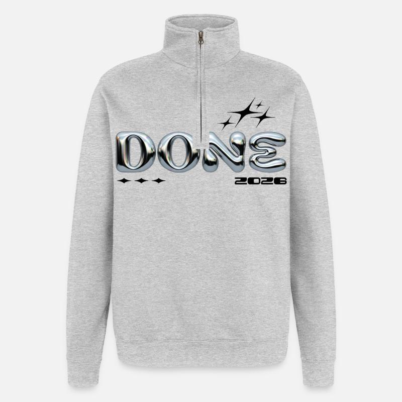 Lettres à bulles chromées TERMINÉES - Sweat à zip 1/4 - gris chiné