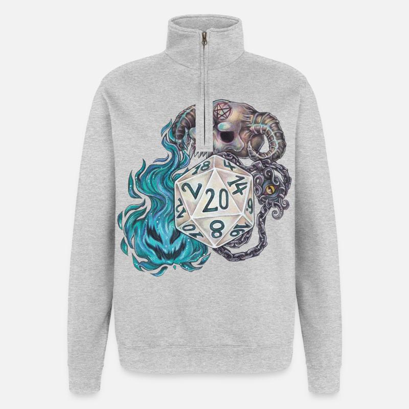 Rollenspiel Tabletop D20 Würfel Geschenk Warlock - Quarter-Zip-Sweatshirt - Grau meliert