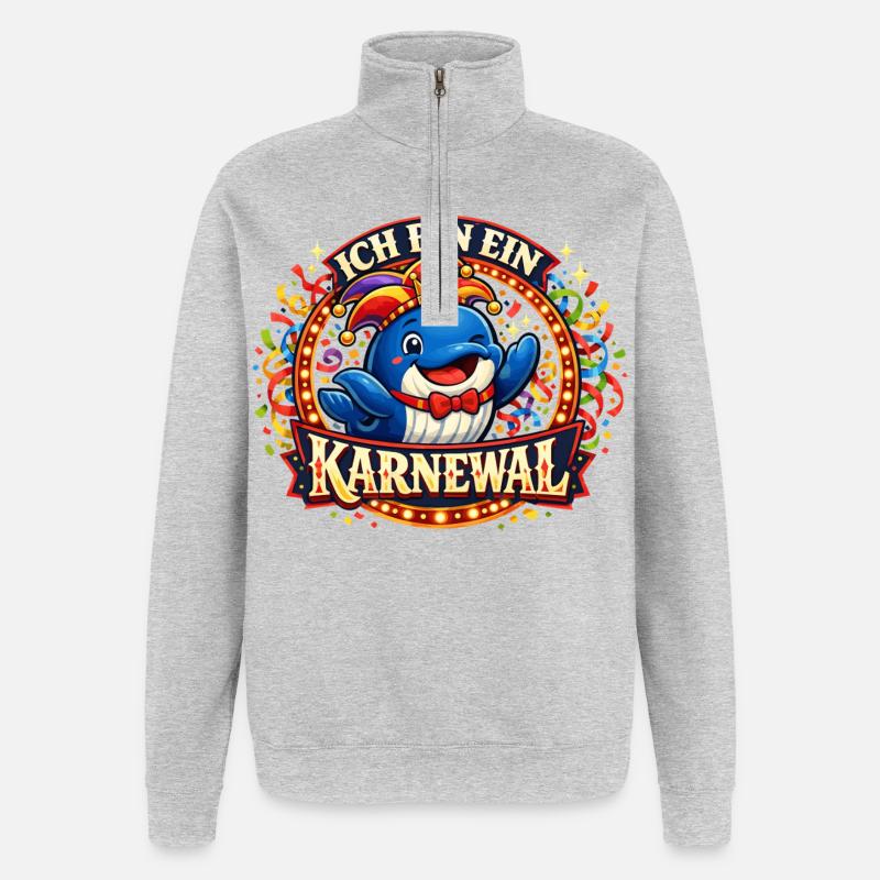 Cadeau drôle du Carnaval 2026 - Sweat à zip 1/4 - gris chiné