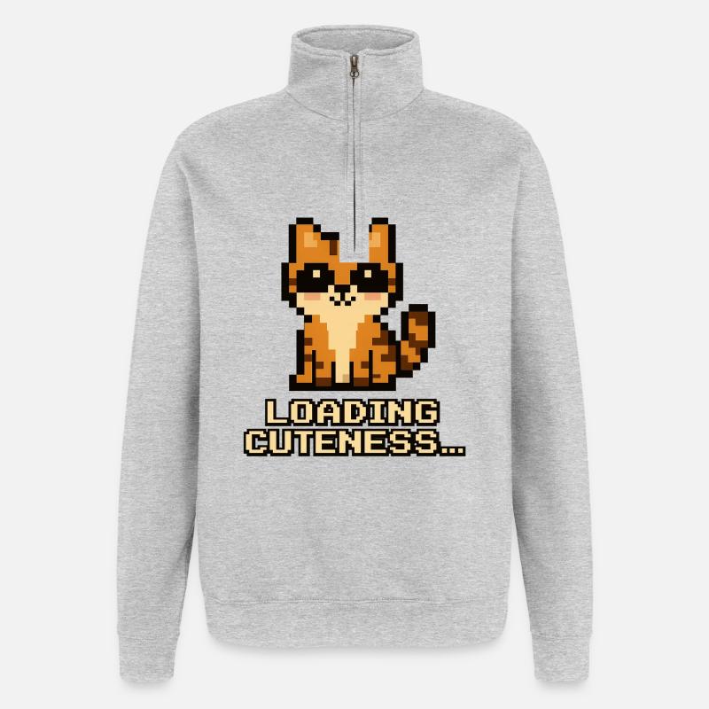 Loading Cuteness Pixel Cat - Quarter-Zip Sweatshirt - heather grey