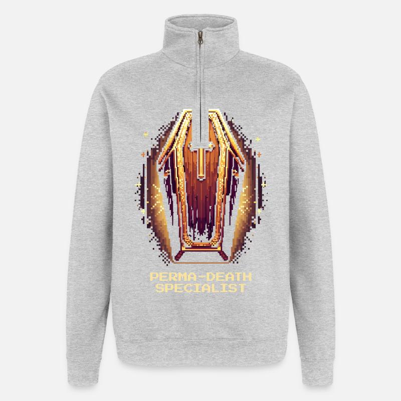 Perma-Death Pro | Sarcasme du croque-mort - Sweat à zip 1/4 - gris chiné