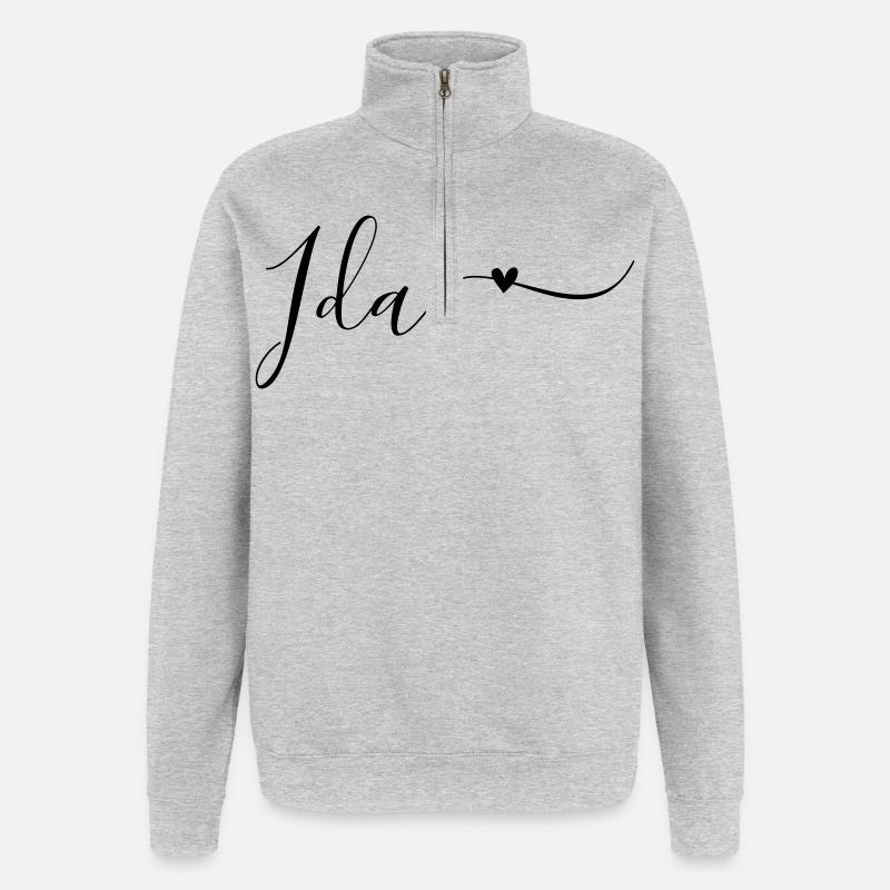 Ida Prénom Décoratif - Sweat à zip 1/4 - gris chiné
