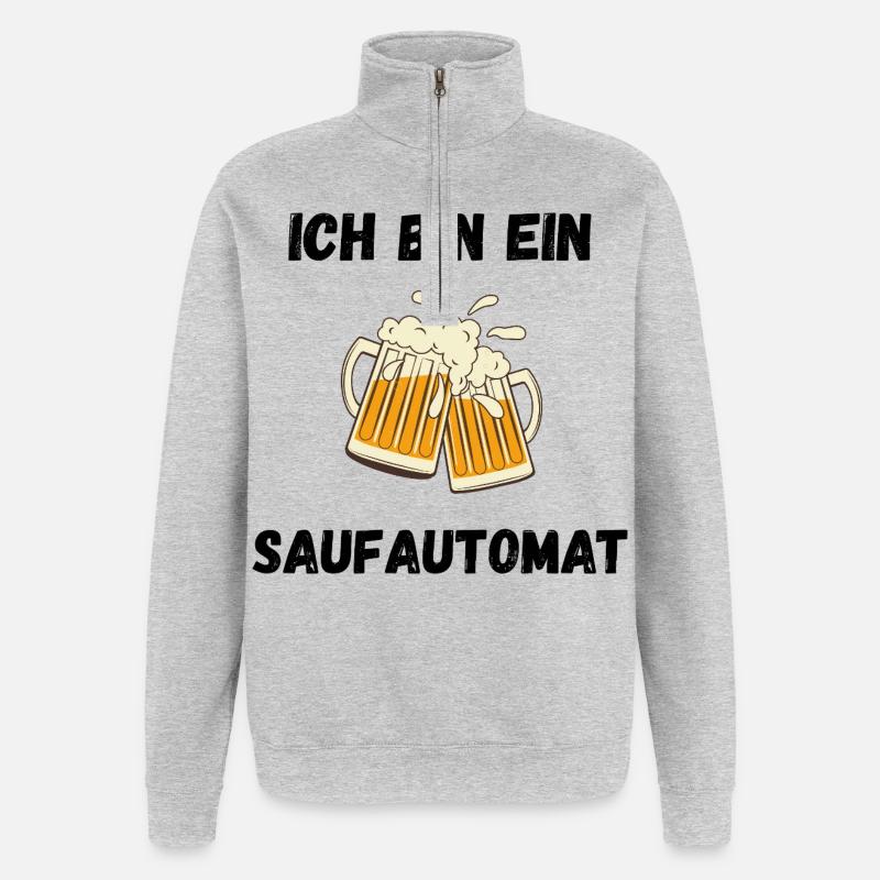 Ich bin ein Saufautomat - Quarter-Zip-Sweatshirt - Grau meliert