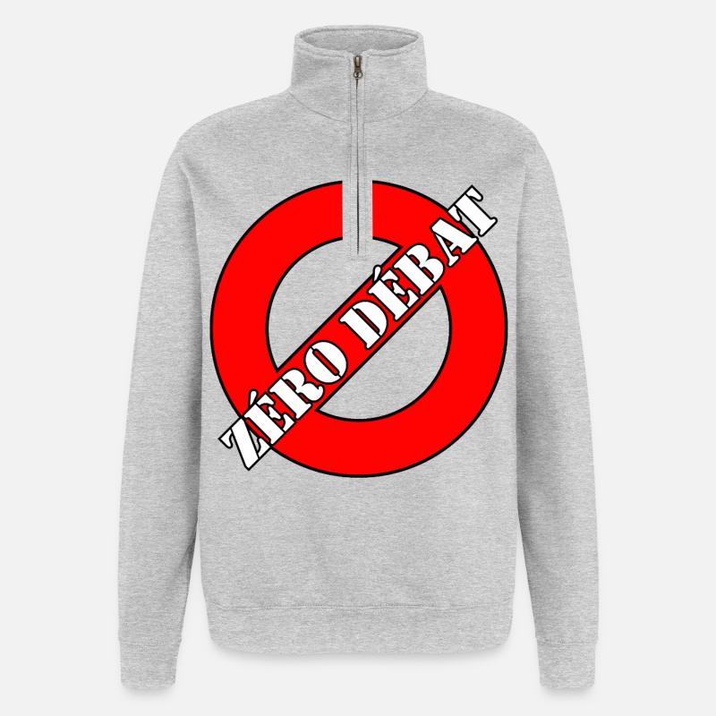 ZÉRO DÉBAT. - Sweat à zip 1/4 - gris chiné