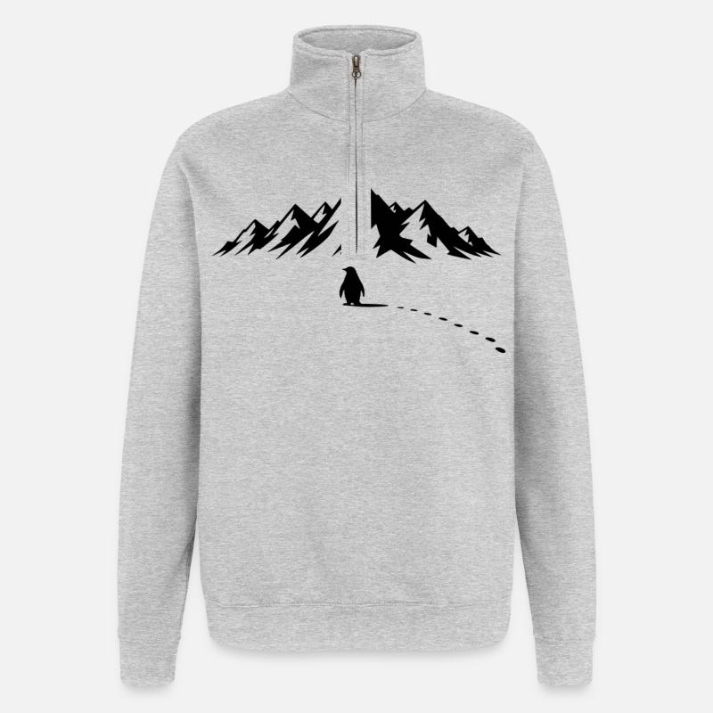 Pinguin Eisberg - Sweat à zip 1/4 - gris chiné