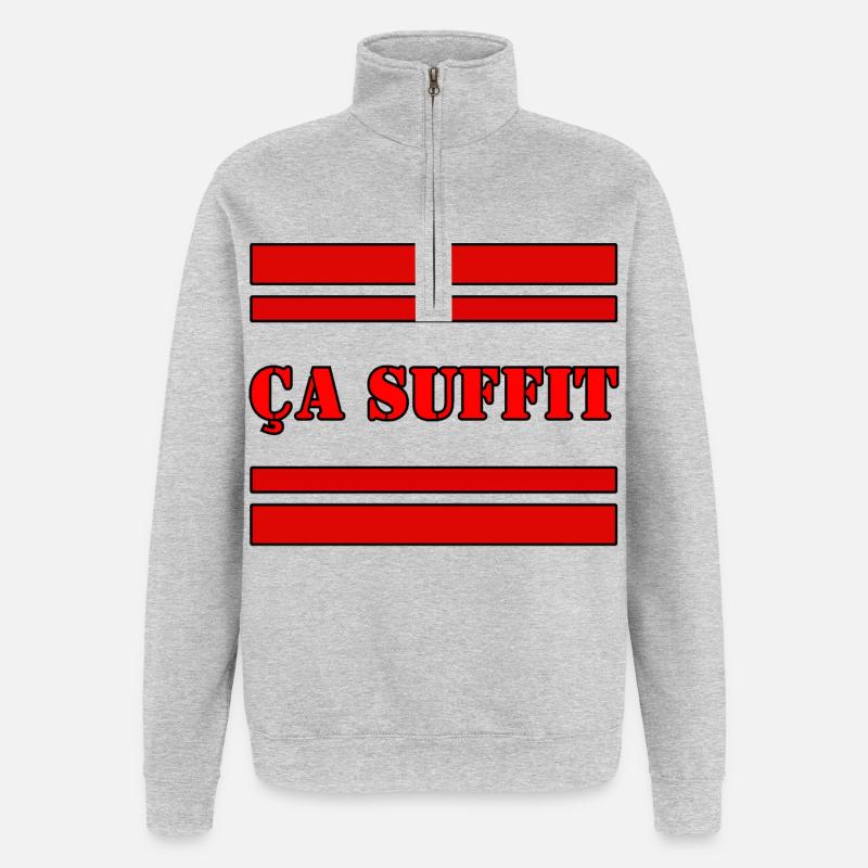 ÇA SUFFIT. - Sweat à zip 1/4 - gris chiné