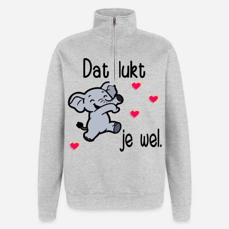 Prüfungsmotivation Elefant - Quarter-Zip-Sweatshirt - Grau meliert