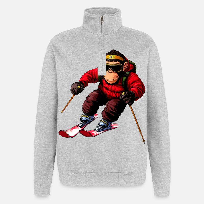 Monkey Ski - Quarter-Zip Sweatshirt - heather grey