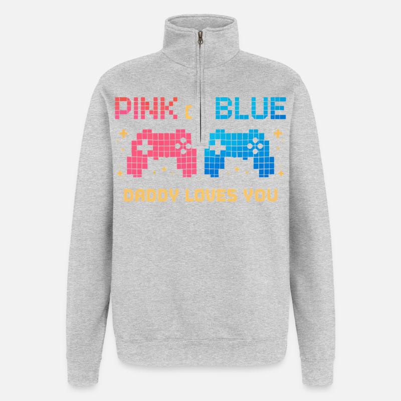 Pink or Blue Pixel Controller - Quarter-Zip Sweatshirt - heather grey