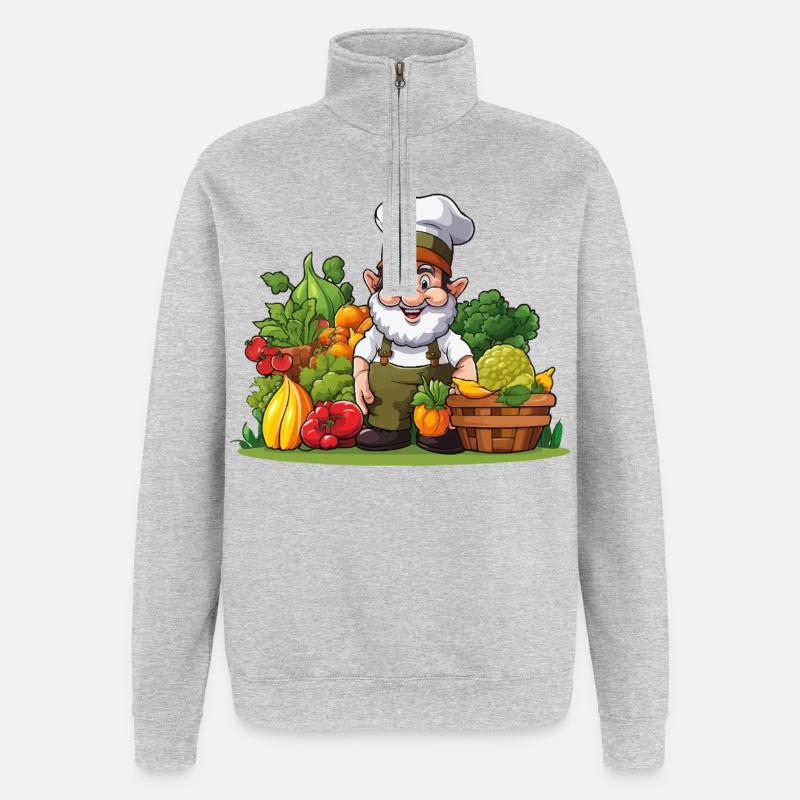 Chef chez Gemüseparadies - Sweat à zip 1/4 - gris chiné