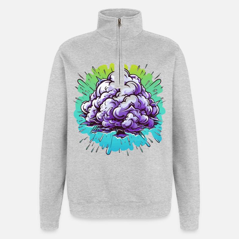 Purple Mist Ball Explosion - Quarter-Zip Sweatshirt - heather grey