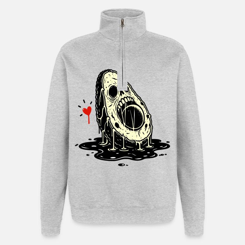 Totenkopf Horror Avocado - Quarter-Zip-Sweatshirt - Grau meliert