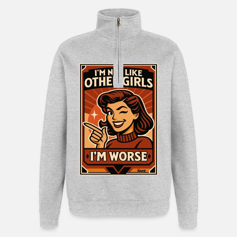 Anders Als Andere Mädchen – Schlimmer - Quarter-Zip-Sweatshirt - Grau meliert
