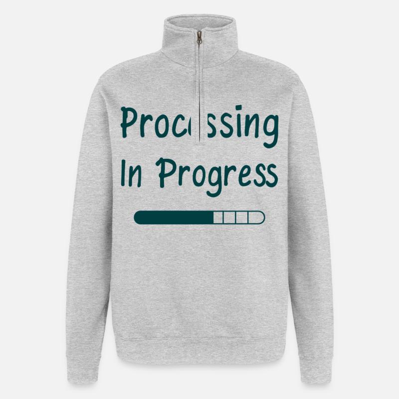 Processing In Progress Loading Bar Statement - Quarter-Zip Sweatshirt - heather grey