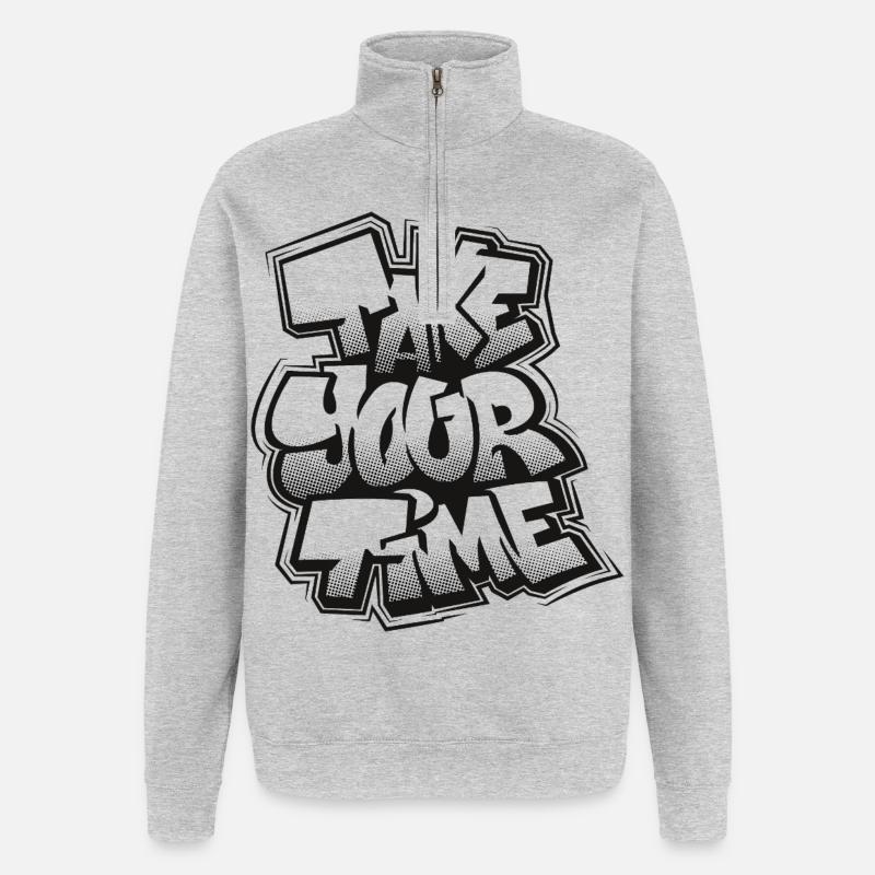Lass dir Zeit, Graffiti. - Quarter-Zip-Sweatshirt - Grau meliert