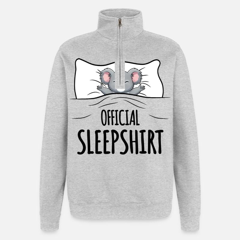 Chemise de nuit Koala blanche - Sweat à zip 1/4 - gris chiné