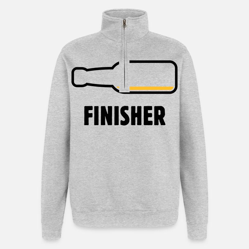 Finisher (Bier / Bierchen / Biertrinker / POS 2C) - Quarter-Zip-Sweatshirt - Grau meliert