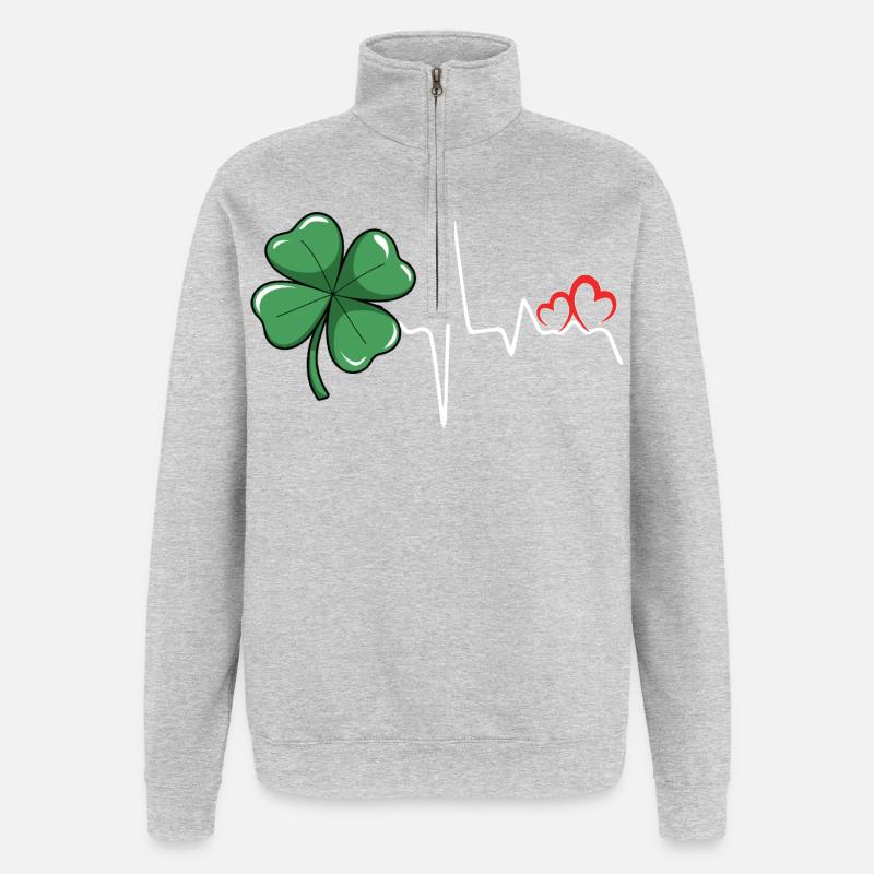 Rythme cardiaque du trèfle - Sweat à zip 1/4 - gris chiné