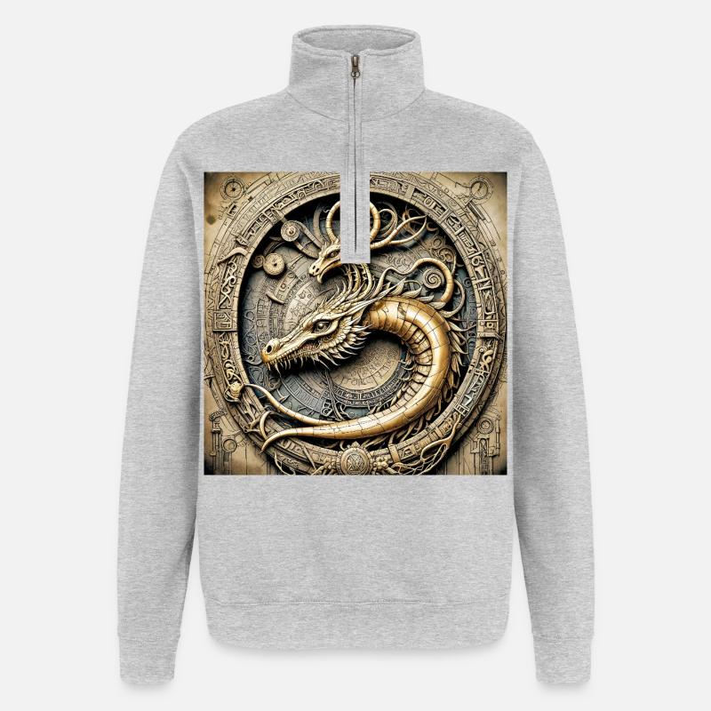 Ppatch 04 - Sweat à zip 1/4 - gris chiné