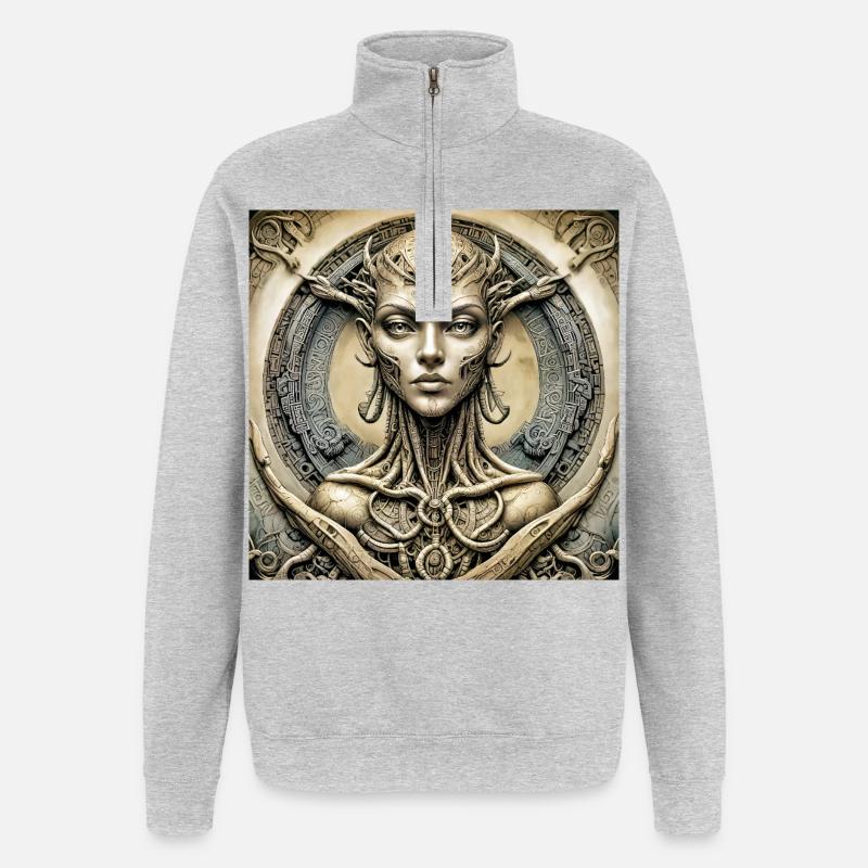 Patch 01 - Sweat à zip 1/4 - gris chiné