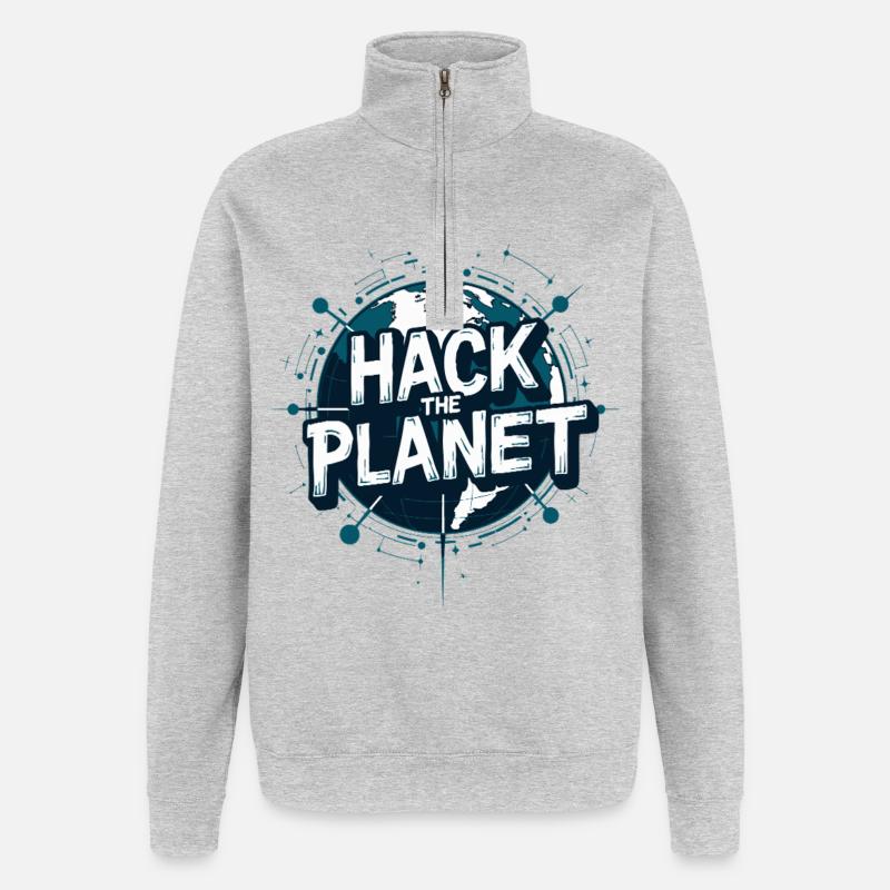 Globe Hack Motif – Planetary Techstyle - Quarter-Zip Sweatshirt - heather grey