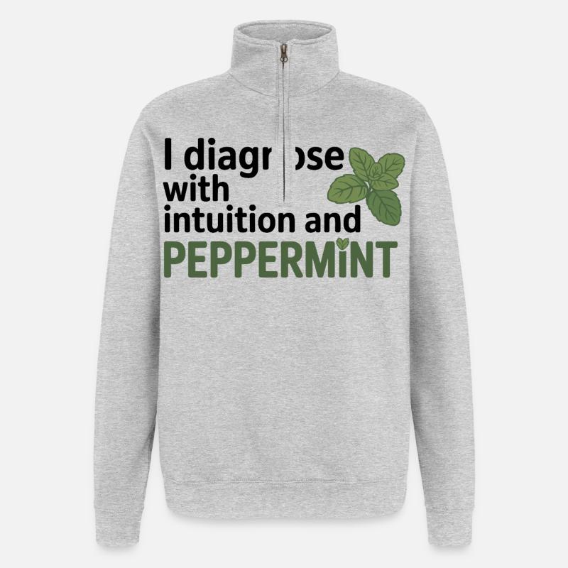 Naturheilkunde Diagnose Intuition Pfefferminze - Quarter-Zip-Sweatshirt - Grau meliert