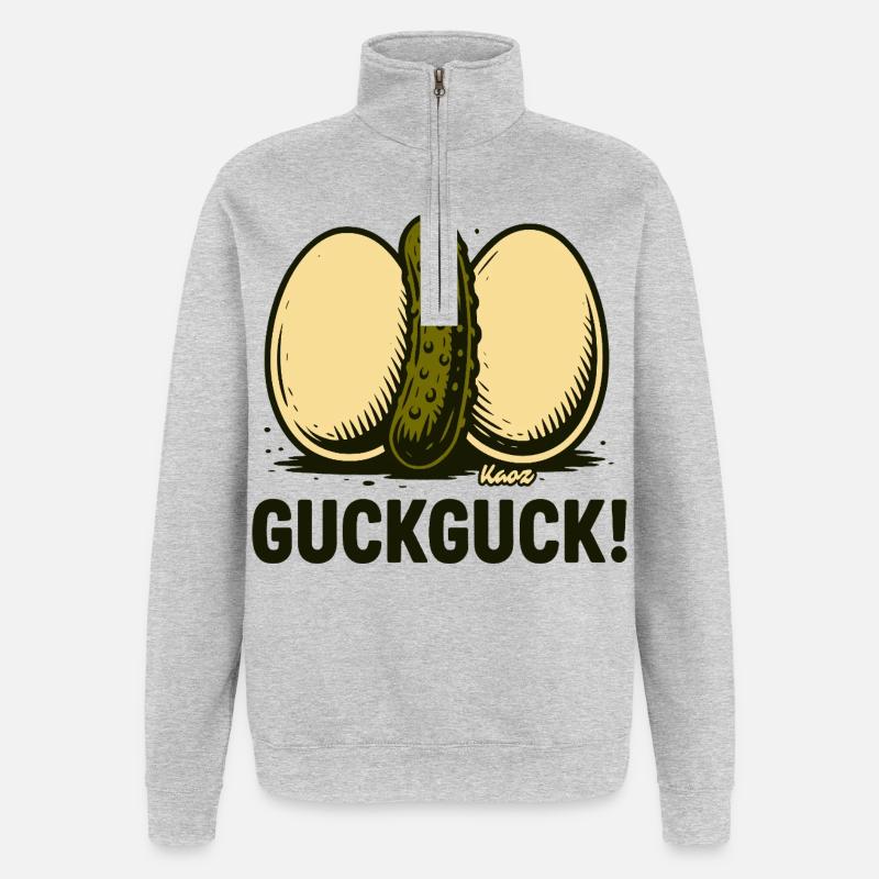 Deux œufs durs avec un concombre - Sweat à zip 1/4 - gris chiné