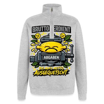 Squeezed to the net - Quarter-Zip Sweatshirt - heather grey - Front - AI Model Female 172 light (172cm) & AI Model Male 178 dark (178cm)