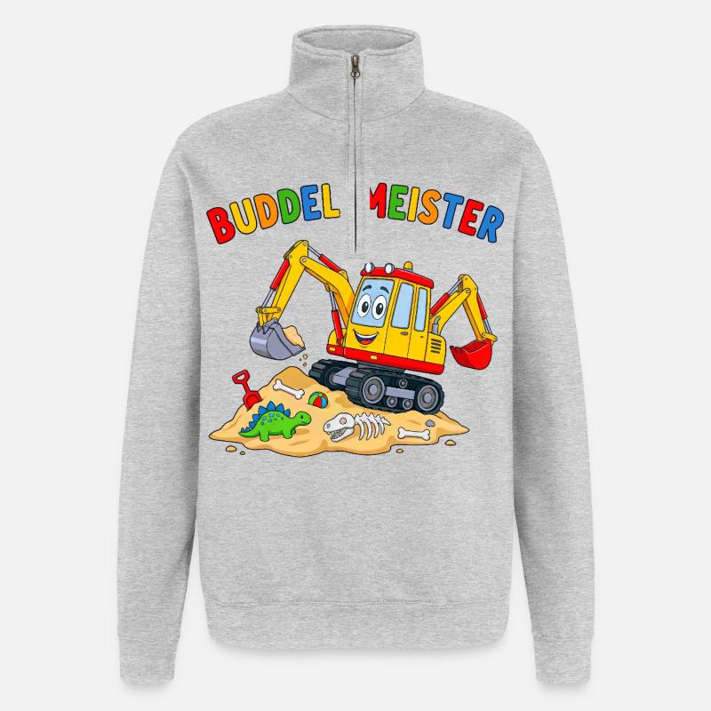 Buddel-Meister Dino-Abenteuer - Quarter-Zip-Sweatshirt - Grau meliert