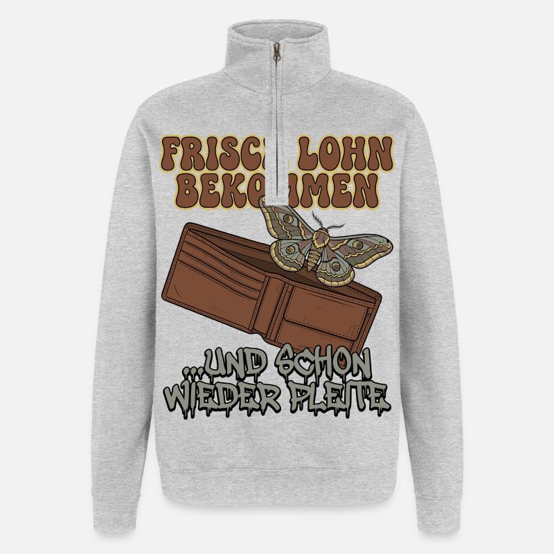 Wage Moth - Sweatshirt med 1/4 lynlås - grå meleret