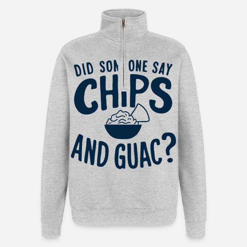 Funny chips and guacamole design - Quarter-Zip Sweatshirt - heather grey