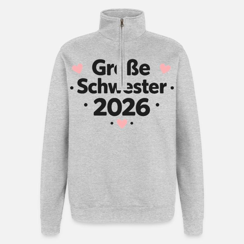 Große Schwester 2026 - Quarter-Zip-Sweatshirt - Grau meliert