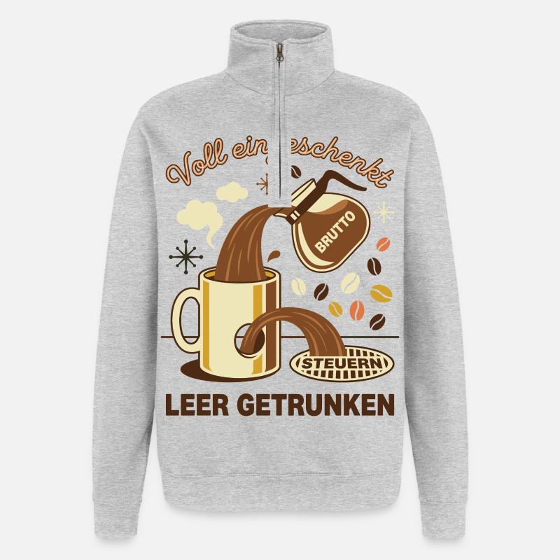 Voll Eingeschenkt Netto - Quarter-Zip-Sweatshirt - Grau meliert