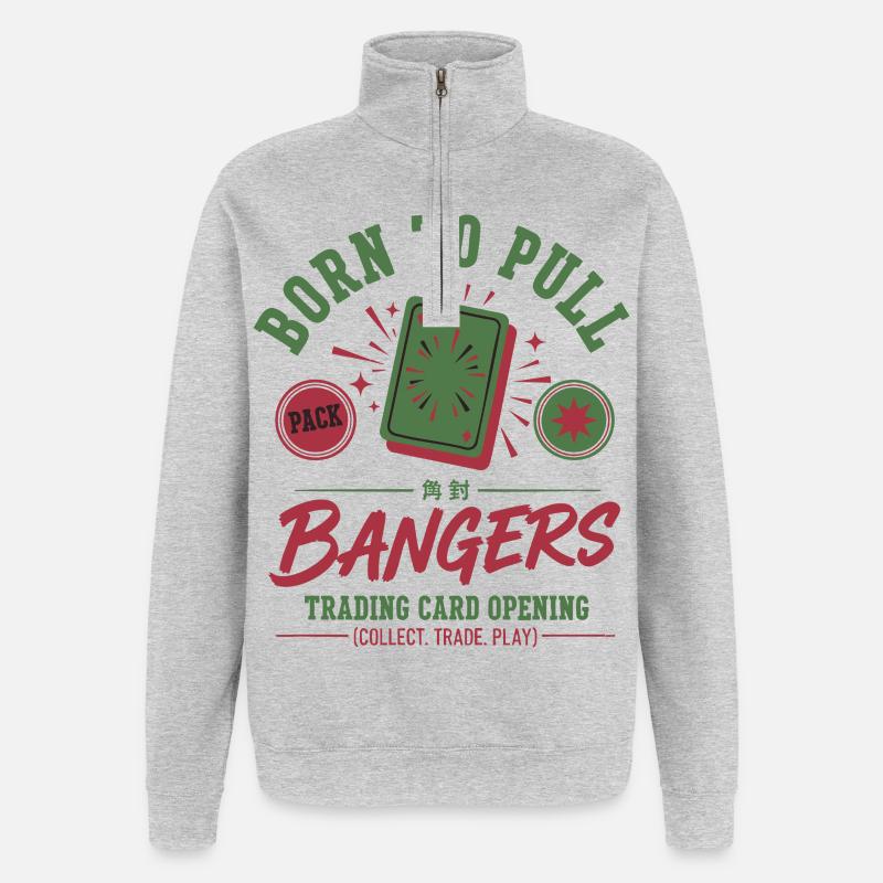 Born To Pull Bangers Sammelkarten-Eröffnung - Quarter-Zip-Sweatshirt - Grau meliert