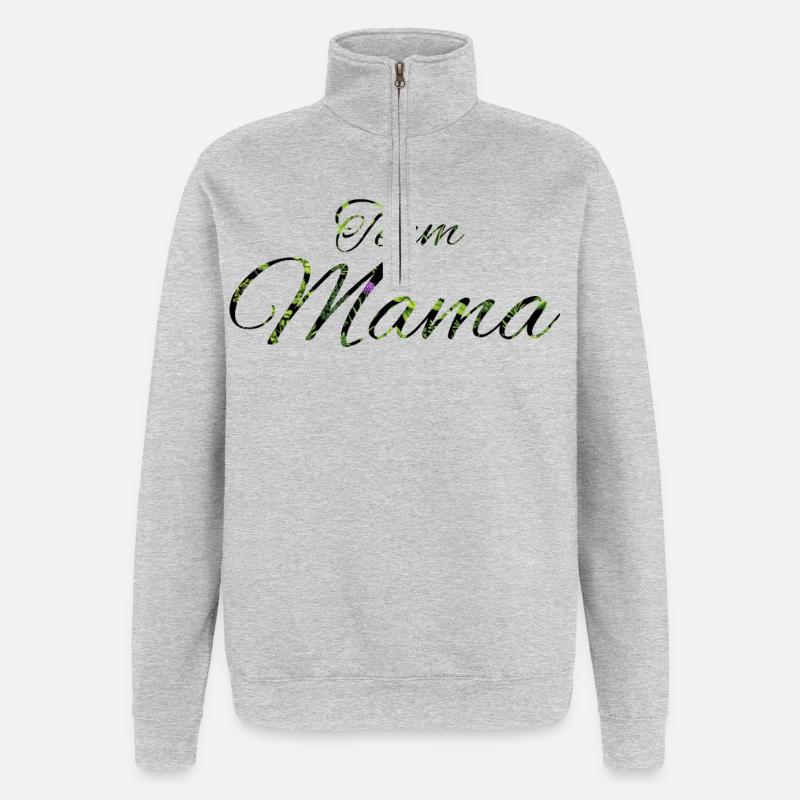 Bonne Année Grüne Blätter Script - Quarter-Zip-Sweatshirt - Grau meliert