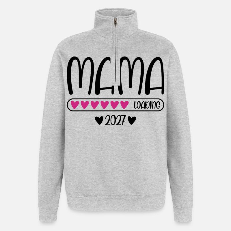 Mama 2027 loading mit Herzchen Ladebalken - Quarter-Zip-Sweatshirt - Grau meliert