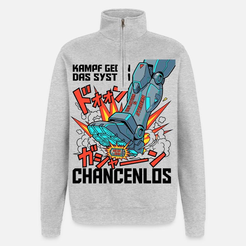 Kampf_Gegen_Das_System - Sweat à zip 1/4 - gris chiné