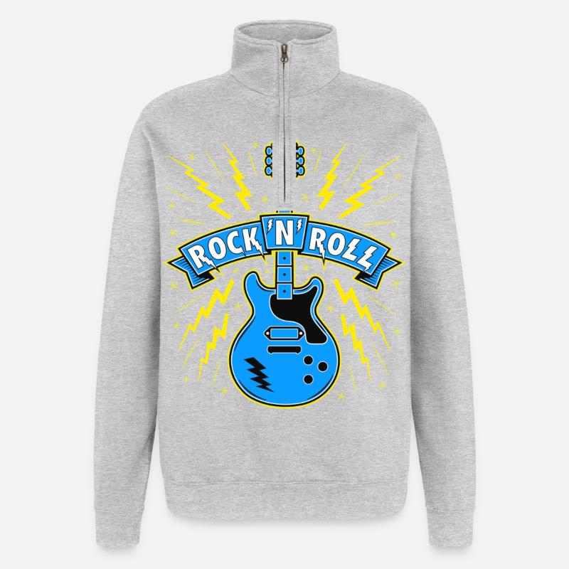 Rock 'n' Roll Gitarre - Quarter-Zip-Sweatshirt - Grau meliert