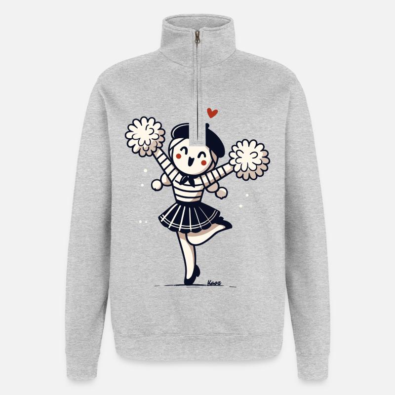 Niedliches Mädchen mit Pompons Pantomime - Quarter-Zip-Sweatshirt - Grau meliert