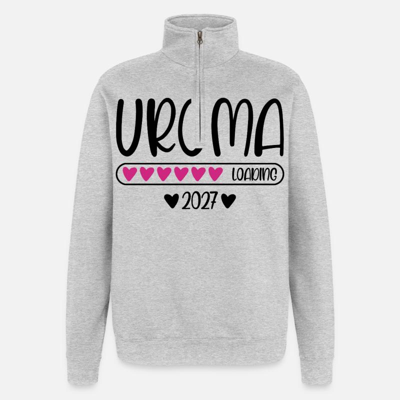 Uroma 2027 loading mit Herzchen Ladebalken - Quarter-Zip-Sweatshirt - Grau meliert