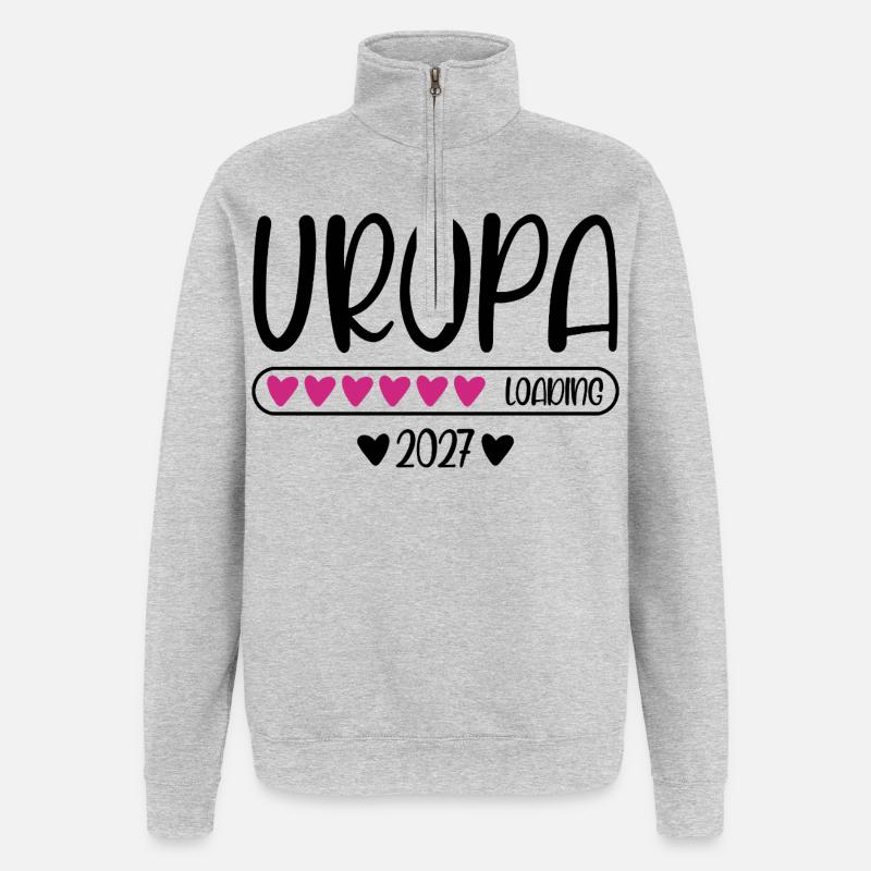 Uropa 2027 loading mit Herzchen Ladebalken - Quarter-Zip-Sweatshirt - Grau meliert